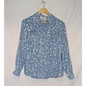 Keren Hart Womens Vintage Chambray Button-Up M Western Artsy Boho Art to Wear